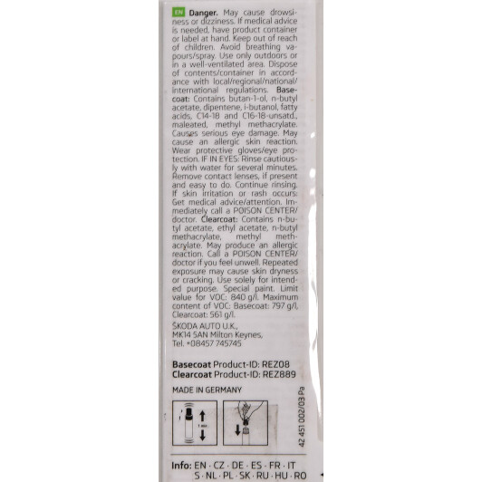 Изображение Оригінальний ремонтний комплект ЛФП кузова VAG Lava 0F0F синій Оригінальний ремонтний комплект ЛФП кузова VAG Lava 0F0F синій