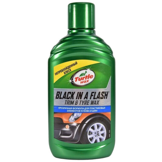 Изображение Поліроль для шин Turtle Wax Black in a Flash Trim & Tyre Shine 300 мл Поліроль для шин Turtle Wax Black in a Flash Trim & Tyre Shine 300 мл